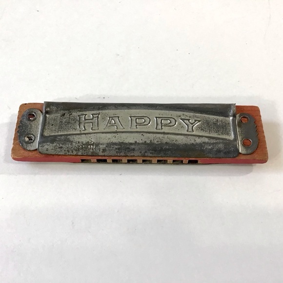 Vintage HAPPY Harmonica Japan Rustic Primitive Music Toy Collectible 50+ Yrs Old - Picture 1 of 6